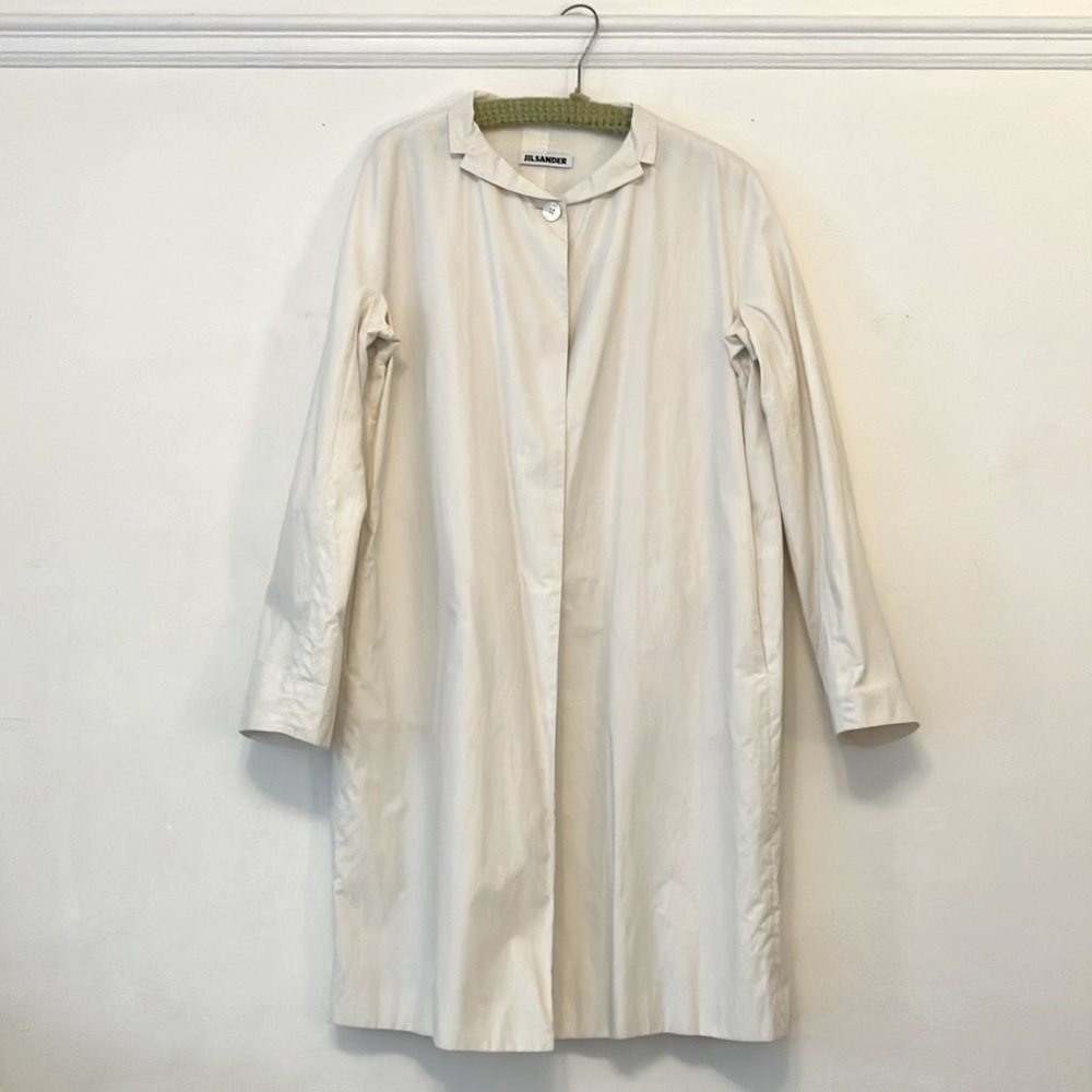 JIL SANDER Spring/Summer Minimalist Cream Trench Coat 36 Italian / fits US 6-8